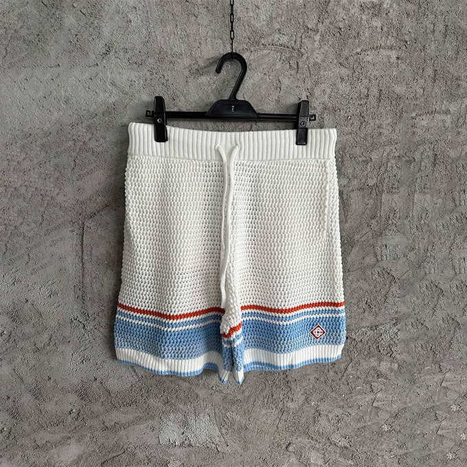 casablanca striped crochet knit shorts